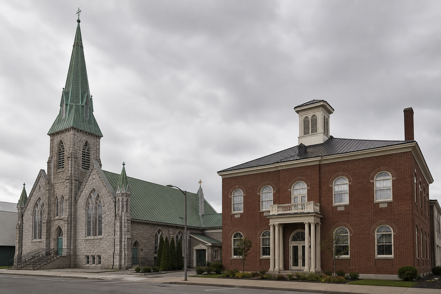 Historic stone church in a New Brunswick town